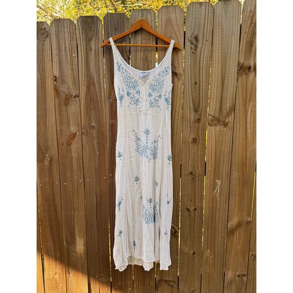 Y2K Coastal Cowboy White Embroidered Maxi Dress - Picture 8 of 9